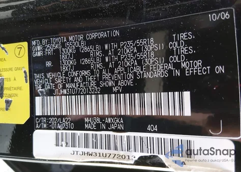 2007 Lexus Rx 400H z USA, uszkodzony, nr VIN JTJHW31U772013232